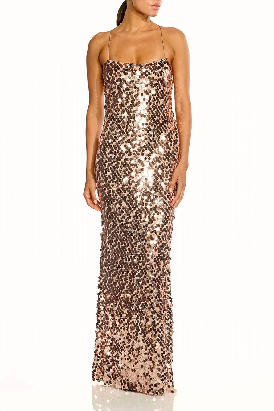 NEW THE SEI the paillette cami gown in rose gold